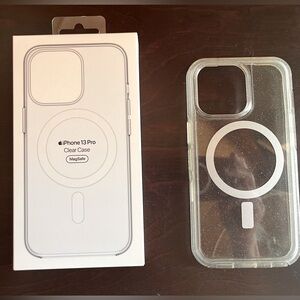 Two iPhone 13 Pro cases - 1 Apple clear in box, 1 OtterBox glitter clear no tags